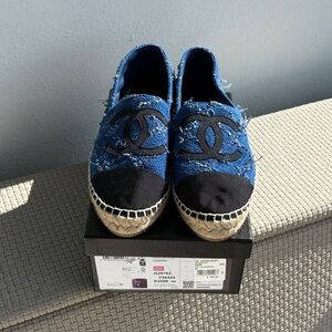 CHANEL Navy and Black Espadrilles